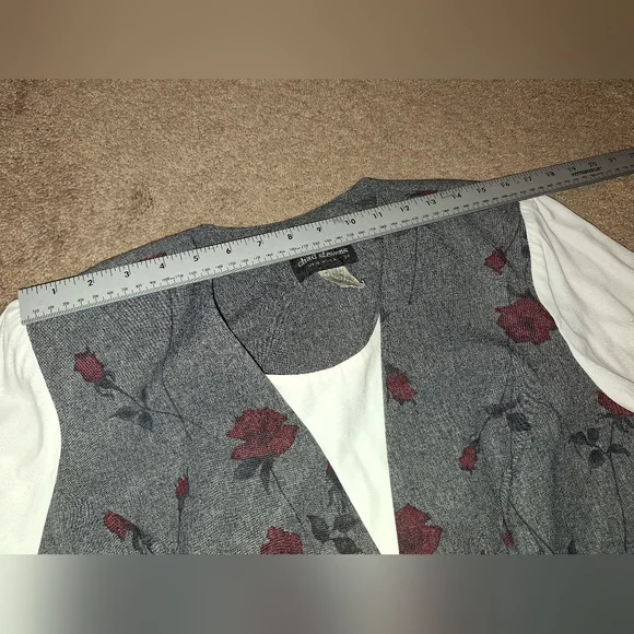 Chad Stevens 2 piece pants  suit / size 16w / gray with floral design - Picture 12 of 15